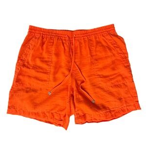 Ralph Lauren Linen Drawstring Shorts Womens L Orange Summer Coastal Resort